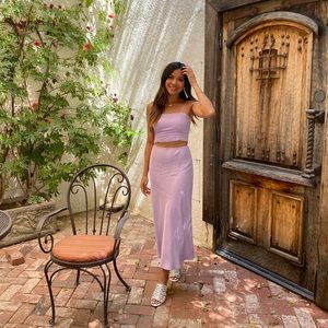 Zara lavender two piece crop top and midi skirt